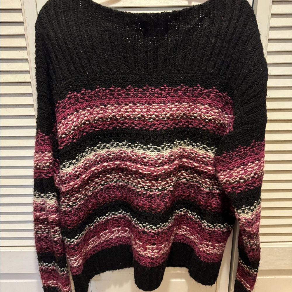 Lucky Brand Black and Pink Striped Sweater - only worn twice